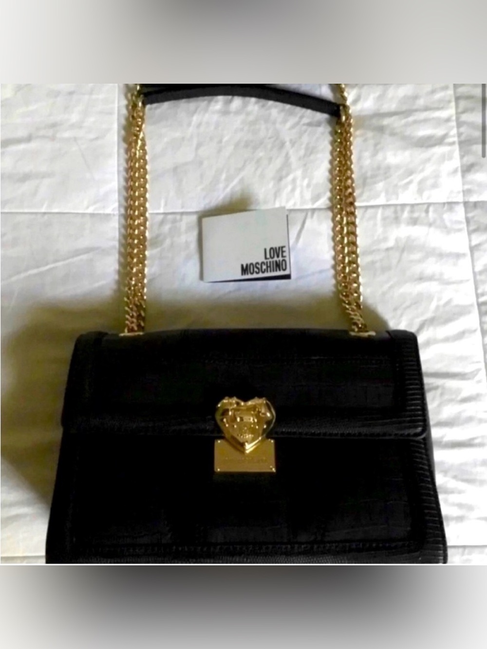 Love Moschino Black Quilted Shoulder Bag with Gold Chain